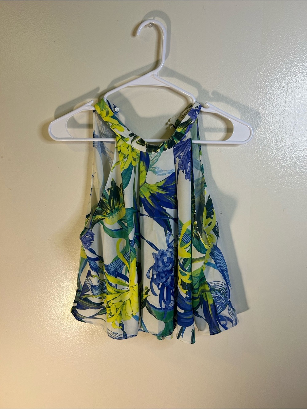 Floral Halter Camisole in Blue, Green & Yellow